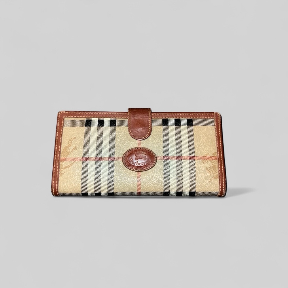 Burberry Beige and Brown Check Wallet